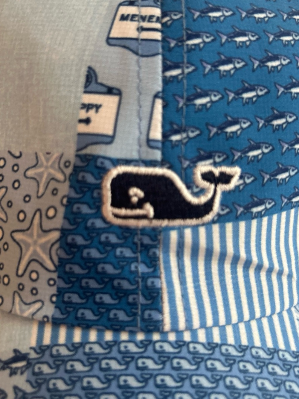 NEW Vineyard Vines Patchwork Whale Baseball Cap Light & Navy Blue - Picture 2 of 6